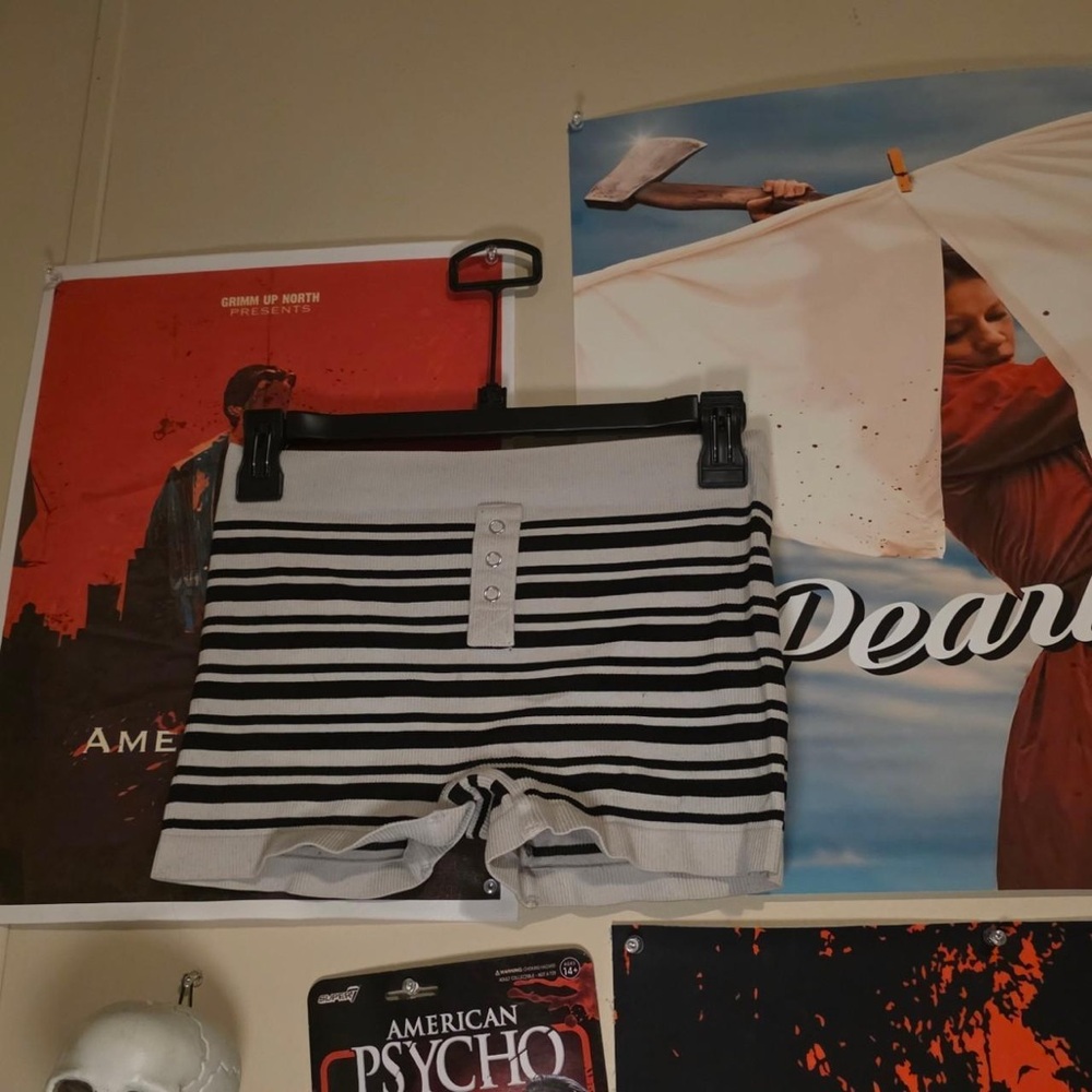 Forever 21 Black and White Striped Bike Shorts